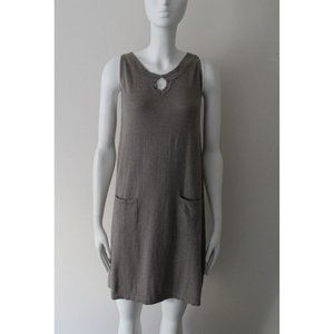 ALLUDE Keyhole Front Cashmere-Cotton Blend Dress Taupe-Brown Size Small